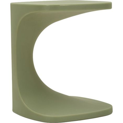 Tavolino Ibiza a forma di C in plastica verde salvia 42x42x52 cm