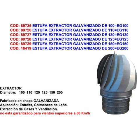 ESTUFA EXTRACTOR GALVANIZADO DE 125=EG125