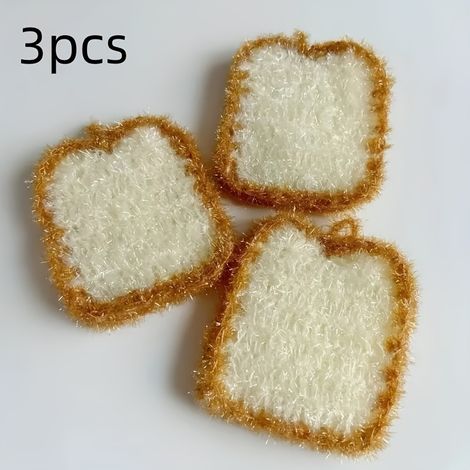 Set de 3 serviettes de cuisine en acrylique, double couche douce et absorbante, chiffon dégraissant et nettoyant, 3 pièces pain3 (1/5)
