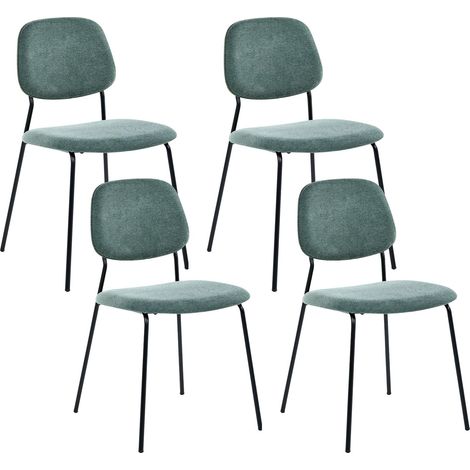 Set di 4 sedie da pranzo con gambe in ferro nero senza braccioli design minimalista moderno impilabili verde Riley