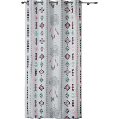 Rideau a oeillets 140 x 260 Indilla blanc menthe (1/2)