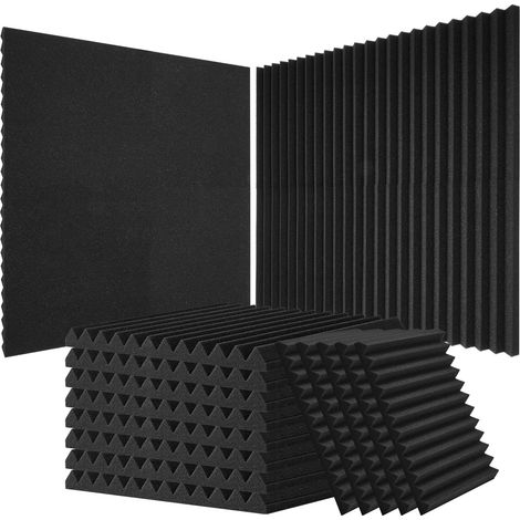 VEVOR Panneaux en mousse acoustique,lot de 80 12 x 12 x 1 pouces,panneaux muraux insonorises haute densite,panneaux acoustiques resistants au feu,panneaux absorbants insonorisants pour murs et plafond