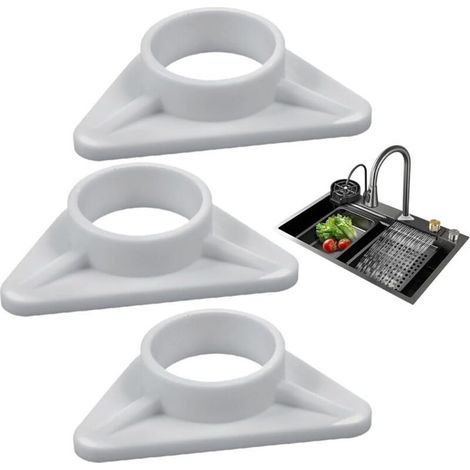 3 Pièces Renfort D'Évier Pour Évier En Acier Inoxydable, Plaque De Stabilisation Pour Robinetterie, Triangle Renfort D’Évier En Plastique Pour Robinetterie D'Éviers En Acier Inoxydable(36 Mm) (1/4)