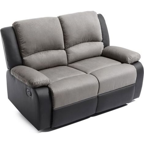 Canapé de Relaxation Microfibre "Polo" 143cm Gris & Noir (1/5)