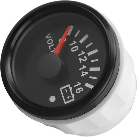 Voltmètre de bateau 52 mm, indicateur de tension à aiguille DC 9 à 32 V avec rétroéclairage couleur pour camping-cars, yachts, bateaux de pêche et navires. Plaque et couvercle noirs. (1/5)