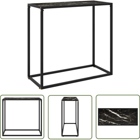 The Living Store Konsolentisch Schwarz 80x35x75 cm Hartglas - Konsolentisch - Wohnzimmermöbel - Sideboard - Nachttisch - Schwarz (1/5)