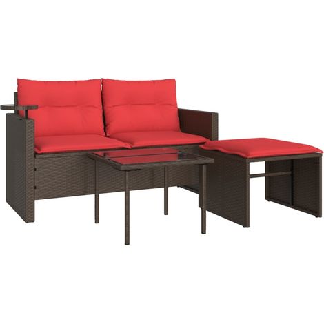 Maison Exclusive - Set Divani da Giardino 3 pz con Cuscini Marrone in Polyrattan (1/5)