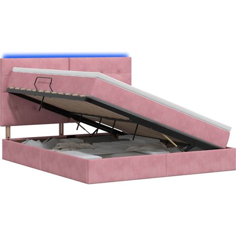 Cama de almacenamiento LED con colchón Rosa 160 x 200 cm vidaXL (1/5)