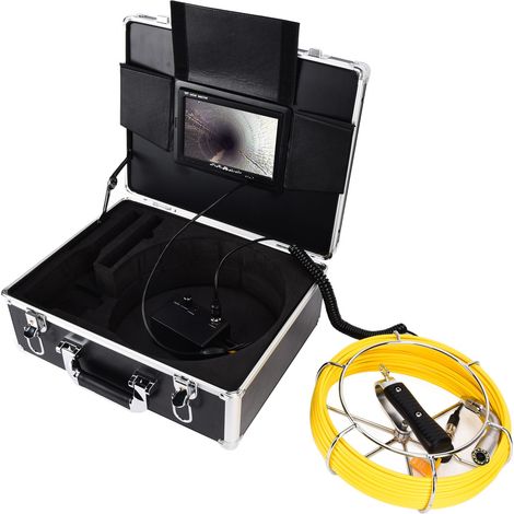 Kit d'endoscope industriel 7 pouces avec récepteur 512 Hz, caméra d'inspection de canalisations, 12 LED, prise US/EU, 100-240 V (1/5)