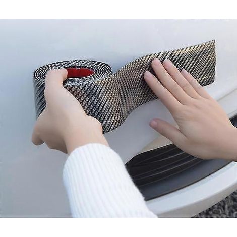 Seuil de porte de voiture noir, protection adhésive en fibre de carbone, 7 cm (1/5)