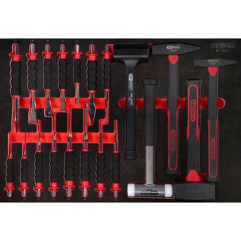 KS Tools Hammer- / und Meißel-Satz in Schaumstoffeinlage, 20-tlg.
