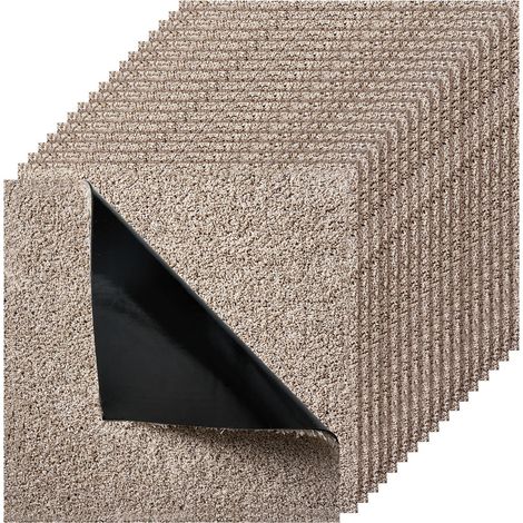 Dalle de Moquette Autocollante Carrée 45,7x45,7 cm, Lot de 10, Revêtement Sol Doux Modulaire Résistant pour Salon, Bureau, Chambre, Marron Clair, Couverture sans Jointure 2 ㎡, Épaisseur 12 mm (1/5)
