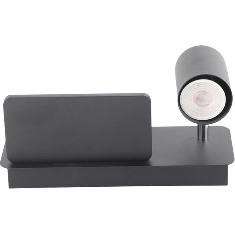 Applique murale LED avec interface USB et chargement sans fil pour salon et chambre, 85-265 V, noire, droite (1/5)
