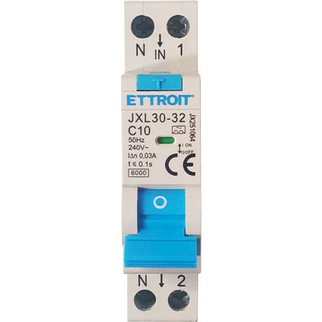 ETTROIT Magnetotermico Differenziale 1P+N 10A 30mA 220V-6KA CLASSE A - JX251064