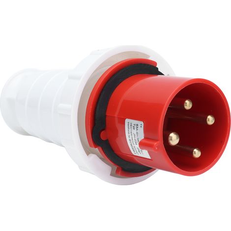 Prise industrielle 4 broches 63A 380-415V IP67 étanche polypropylène agriculture chimie extérieur (1/5)