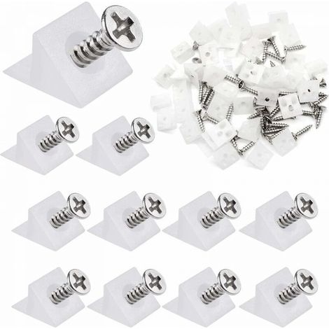 80 Pièces Cales de Réparation, Renfort Tiroir Équerre, Stabilisateurs de Tiroir, Cale Plastique D'Angle avec Vis, pour Armoires, Tiroirs ( Blanc ) (1/5)