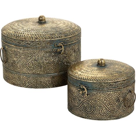 Set 2 cajas de metal doradas