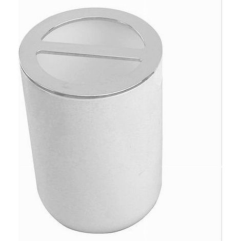 Porta Spazzolini Bicchiere Accessorio Per Arredo Bagno 2 Fori Bianco Silver 69462 (1/2)