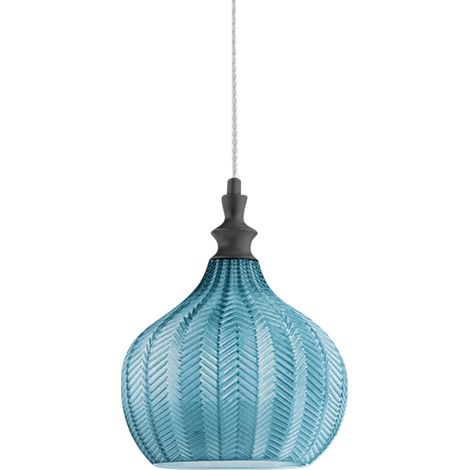 Lampe À Suspension Cleofe S/11 Cobalt - Structure En Métal Noir Mat Avec Verre Transparent 1Xe27 Max 60W Ip20 - Gealuce (1/3)