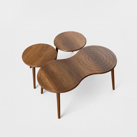 Couchtisch-Set aus MDF mit Holzbeinen Marlo (1/3)