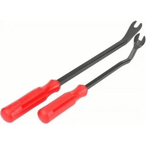 Ce kit d'outils de démontage automobile de 13 pièces est fabriqué en polypropylène rouge. Léger et facile à manipuler, il est idéal pour retirer les panneaux audio des portières de voiture. (1/5)