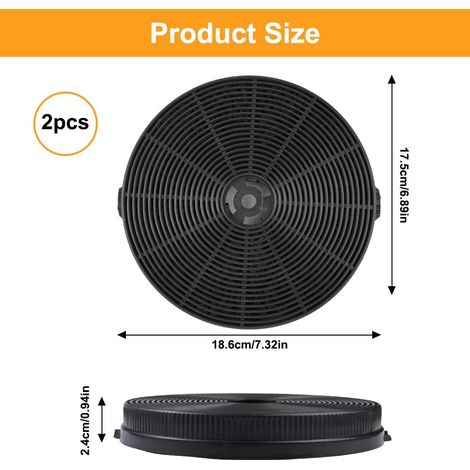 pezzi 17,5x2,4 cm Filtro al carbone per cappe da cucina, Filtro universale al carbone per cappe da cucina, Filtro attivo circolare compatibile con più marche e modelli di cappe da cucina (1/4)