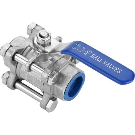 Dreiteiliges Kugelventil mit vollem Durchgang, Innengewinde, Edelstahl 304, 3/4" NPT, 1000 WOG (1/5)