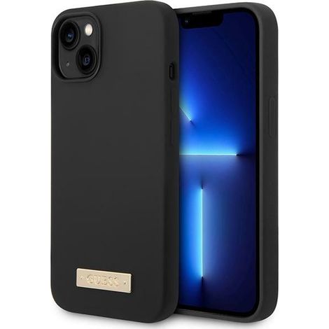 Guess GUHMP14MSBPLK iPhone 14 Plus/ 15 Plus 6.7" custodia rigida nera/nera con logo in silicone e MagSafe (1/5)