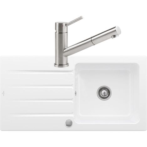 Villeroy y Boch Architectura Sink 60 Vaciamiento automático + grifo de cocina de ducha de Como