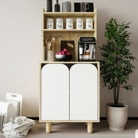 Vaisselier de cuisine 2 portes courbes blanches VAREN