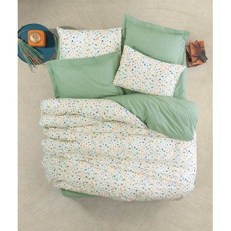 Funda nórdica, funda nórdica, ropa de cama Set Verde Blanco Naranja Dark Azul (1/3)