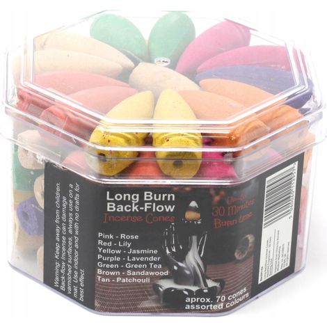 Bastoncini di incenso a cono lungo Backflow, 7 fragranze, 70 pezzi (1/4)