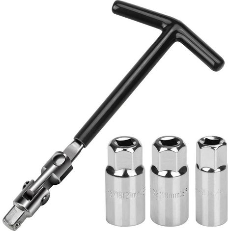Jeu de 5 Clés à Bougie dAllumage 16/18/21 mm,Universelle pour Voiture et Moto,Extracteur de Bougies (1/5)