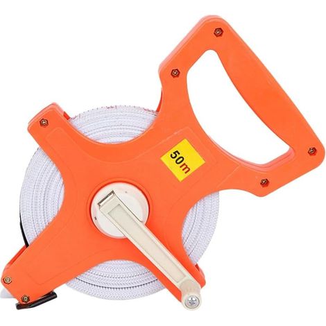 Mètre ruban ouvert en fibre de verre vinyle avec double échelle (pouce/métrique), poignée ergonomique, capacité de 100 mètres, résistant à l'eau pour campus, construction et paysage (50 m) (1/5)