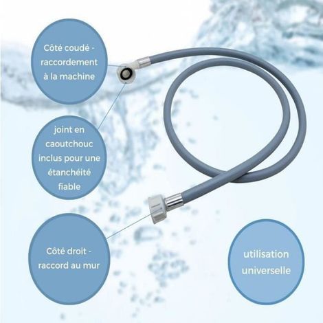 Wasserzulaufschlauch für Waschmaschine und Geschirrspüler. Anschlusslänge 3 m  3/4"-Winkel-/Geradstück mit Dichtung  Zulaufschlauch (1/5)