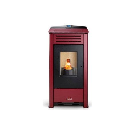 Estufa de pellets Ferroli Omega 10 KW. Eficiencia y diseño superior con una superficie calefactable, Color Rojo (1/4)