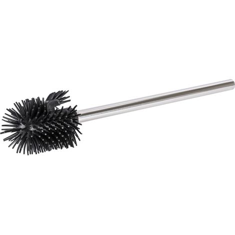 WENKO Brosse WC silicone double de rechange, Brosse WC noire avec manche en acier inox, Ø 7,5x35 cm, Noir - Brillant (1/4)