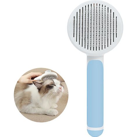 Pet Cat And Dog One-click To Remove Floating Hair Massage Comb (blue) (1/3)