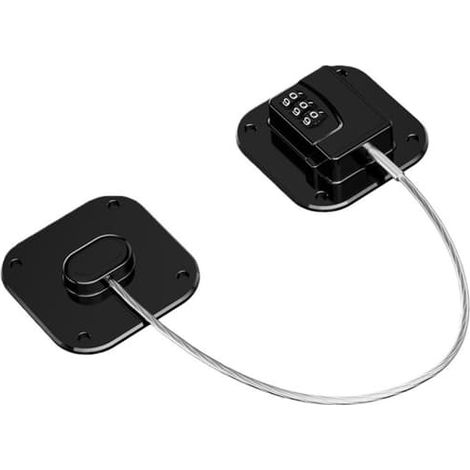 Cadenas à code pour réfrigérateur - Carré, extension de 30 cm pour une sécurité accrue, sans perçage, noir (1/5)