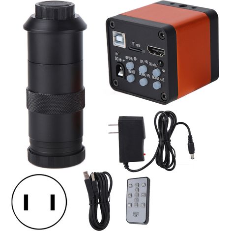 Caméra microscope USB 20MP HD, interface multimédia, objectif C-mount 130X pour usage industriel, alimentation AC 100-240V, prise US, observation précise et nette. (1/5)