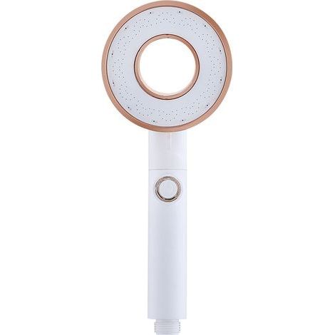 Pommeau de douche suralimenté à trois vitesses, pomme de douche blanche de luxe légère en ABS (1/4)