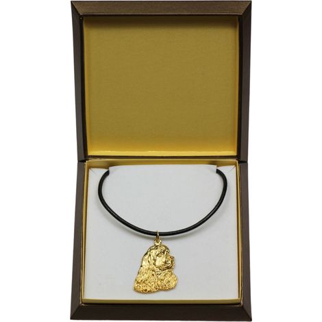Collana con ciondolo a forma di Cocker Spaniel americano in confezione regalo, placcata in oro, ideale per gli amanti dei cani, un gioiello di grande effetto firmato Art-Dog. (1/5)