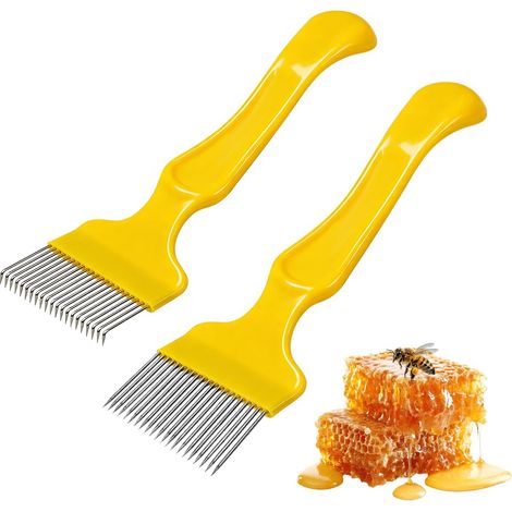 2 pièces Fourche à désoperculer, Fourchette à Désoperculer en Acier Inoxydable Peigne à Miel 21 Dents Fourchette de découverte en acier inoxydable Outil d'apiculture (1/5)