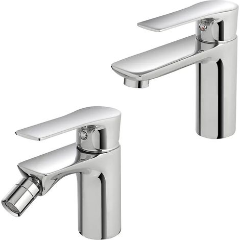 Set miscelatori lavabo e bidet Flat cromati con piletta click clack (1/5)
