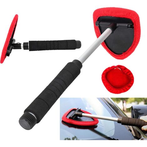 1 Brosse rouge en verre désembueur pour pare-brise auto, nettoyant vitre avec microfibre, 1 pièce (1/5)