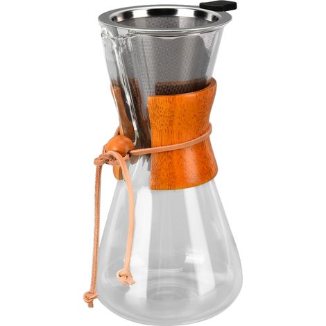 Cafetière filtre à café 550 ml en bambou, verre résistant à la chaleur, idéale pour la maison, le bureau ou un café. (1/5)