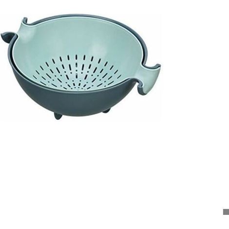 Ensemble Passoire et Récipient - - Double Gouttoir Rotatif - Plastique PP - Couleurs Multiples