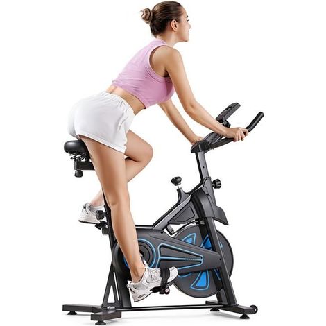 Leises Spinning-Bike, KB-S1 Heimtrainer, Einstellbarer Widerstand, Robust und Stabil, 12kg Schwungrad, LED-Display, Blau (1/5)