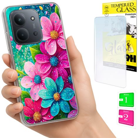 Funda para Xiaomi Redmi 15C 5G 173mm / Poco C85 con diseño floral y cristal 9H. (1/5)