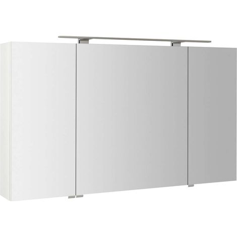 Sapho Riwa - Mobiletto a specchio con illuminazione LED, 121x70x17 cm, 3 ante, bianco lucido RIW120-0030 (1/5)